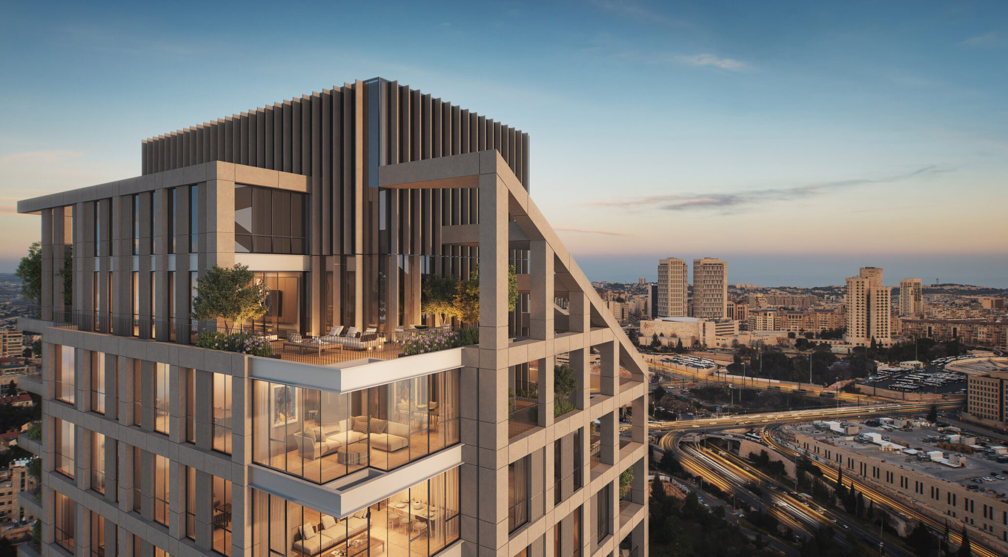 בית הכרם ירושלים – דירות הגג בשקיעה